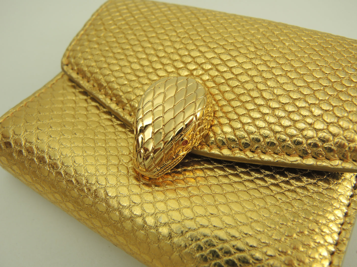 ブルガリ 三折財布 セルペンティ 型押レザー金 フォーエバー ミニ財布 未使用@ 16