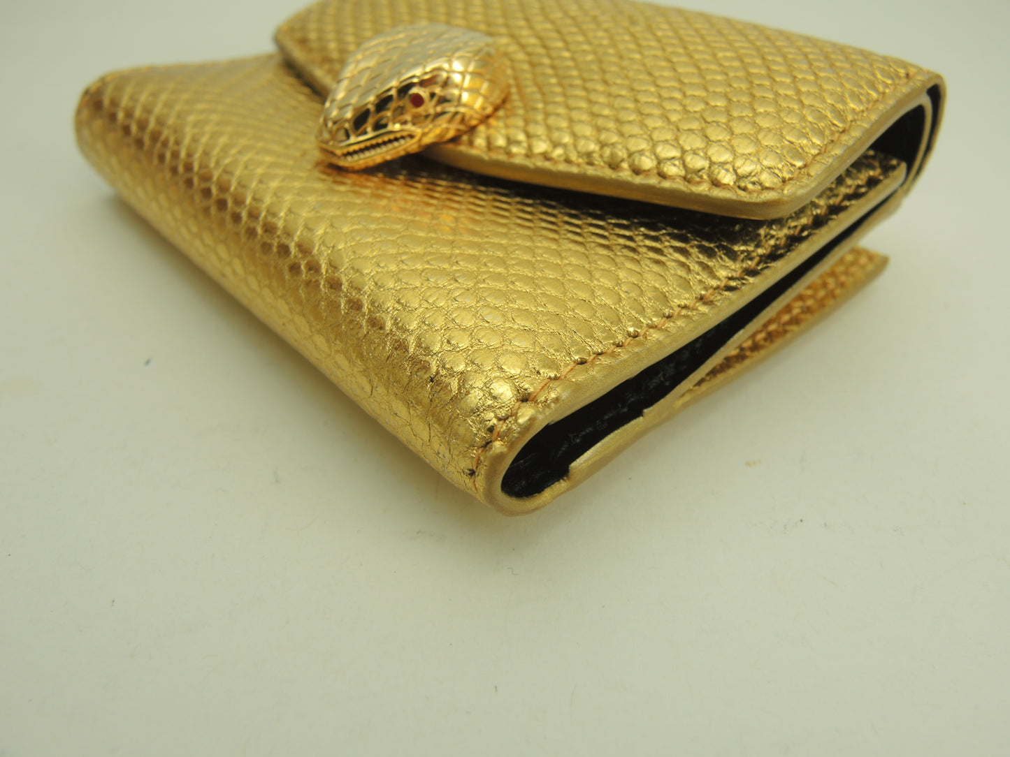 ブルガリ 三折財布 セルペンティ 型押レザー金 フォーエバー ミニ財布 未使用@ 16