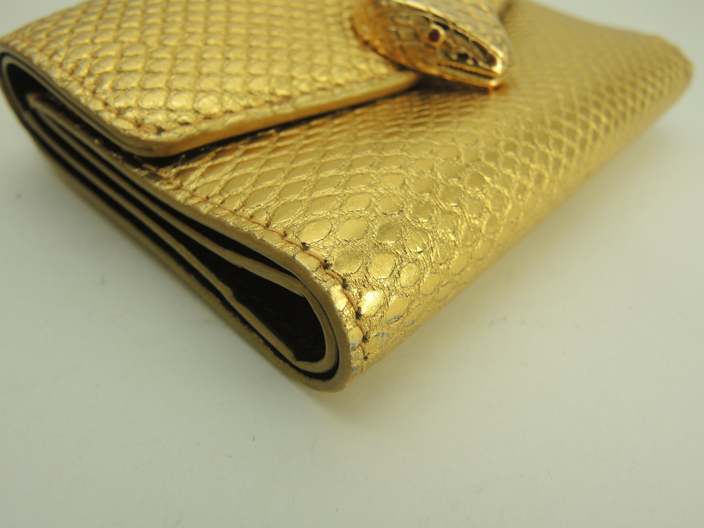 ブルガリ 三折財布 セルペンティ 型押レザー金 フォーエバー ミニ財布 未使用@ 16