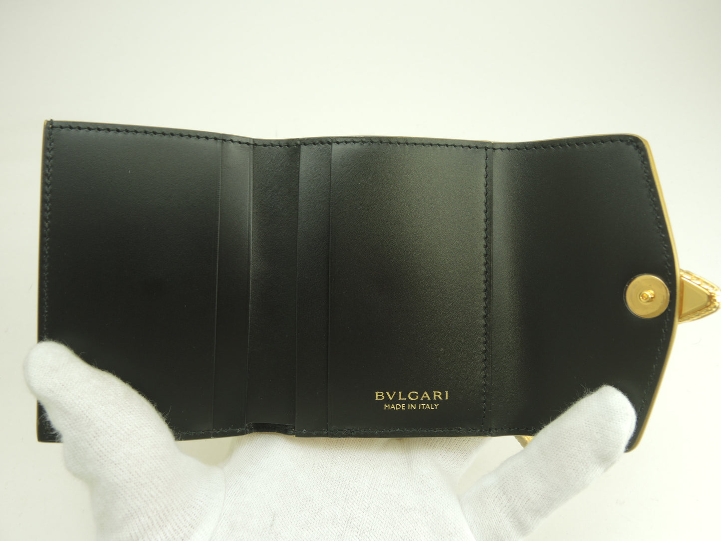 ブルガリ 三折財布 セルペンティ 型押レザー金 フォーエバー ミニ財布 未使用@ 16