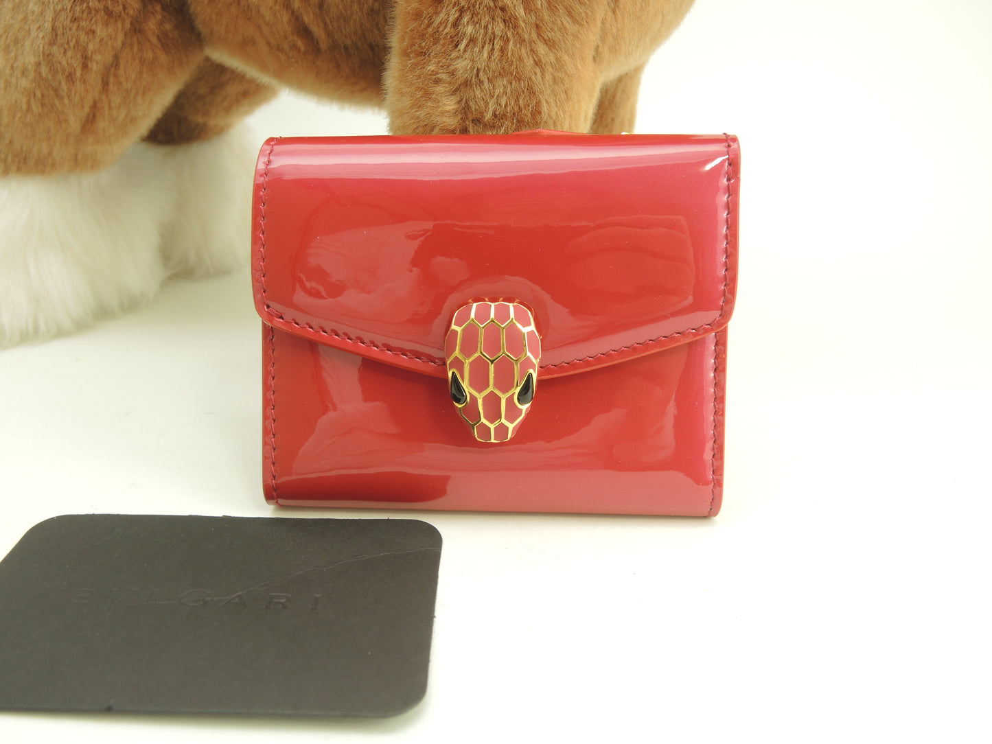 ブルガリ 三折財布 セルペンティ エナメルレザー/濃ピンク フォーエバー ミニ財布 未使用@ 15