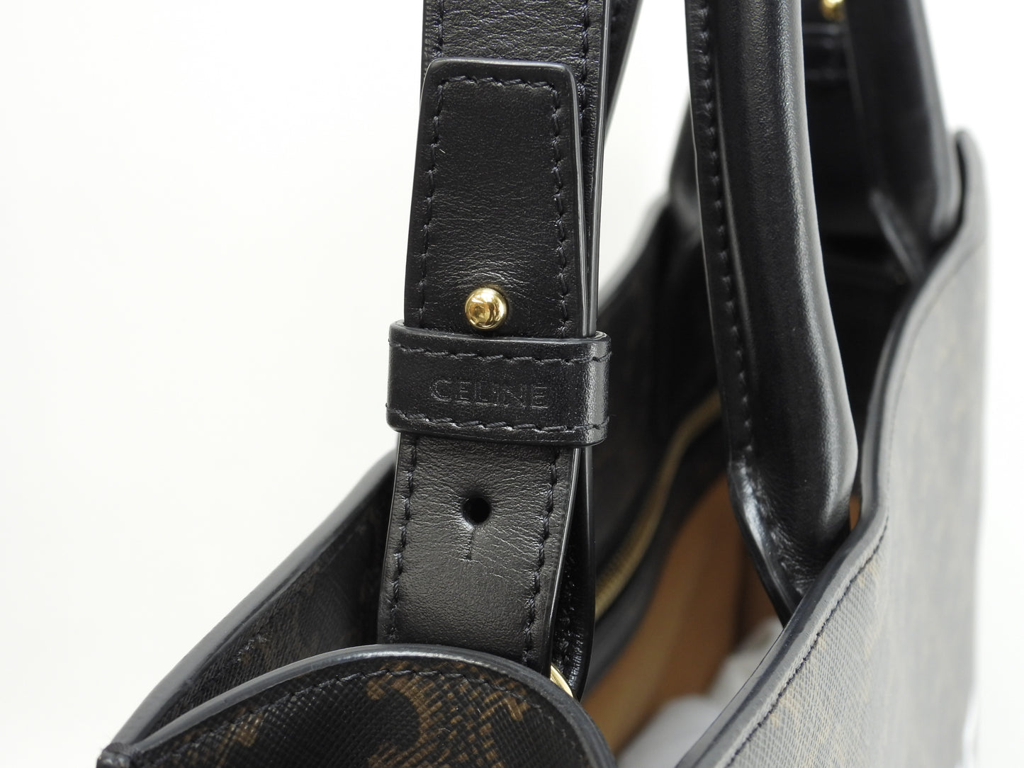 セリーヌ ミディアムバーティカルカバ トリオンフ 黒黒 s付ハンドバッグ トートバッグ 美品@F-SL-3200