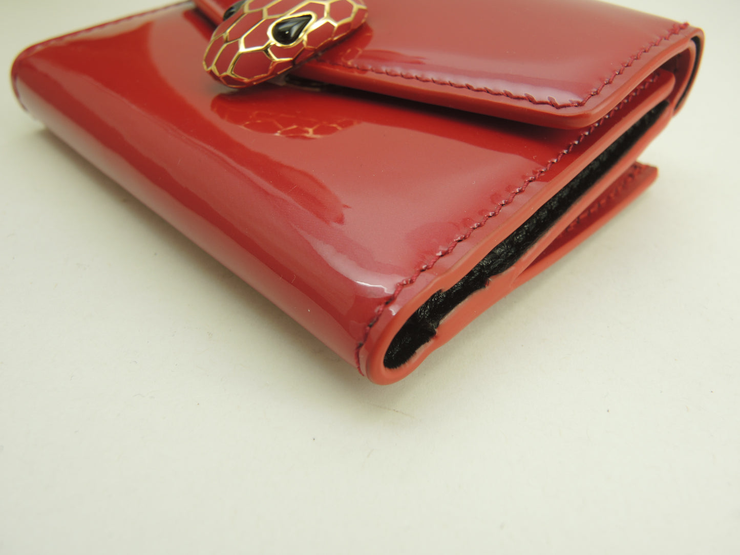 ブルガリ 三折財布 セルペンティ エナメルレザー/濃ピンク フォーエバー ミニ財布 未使用@ 15