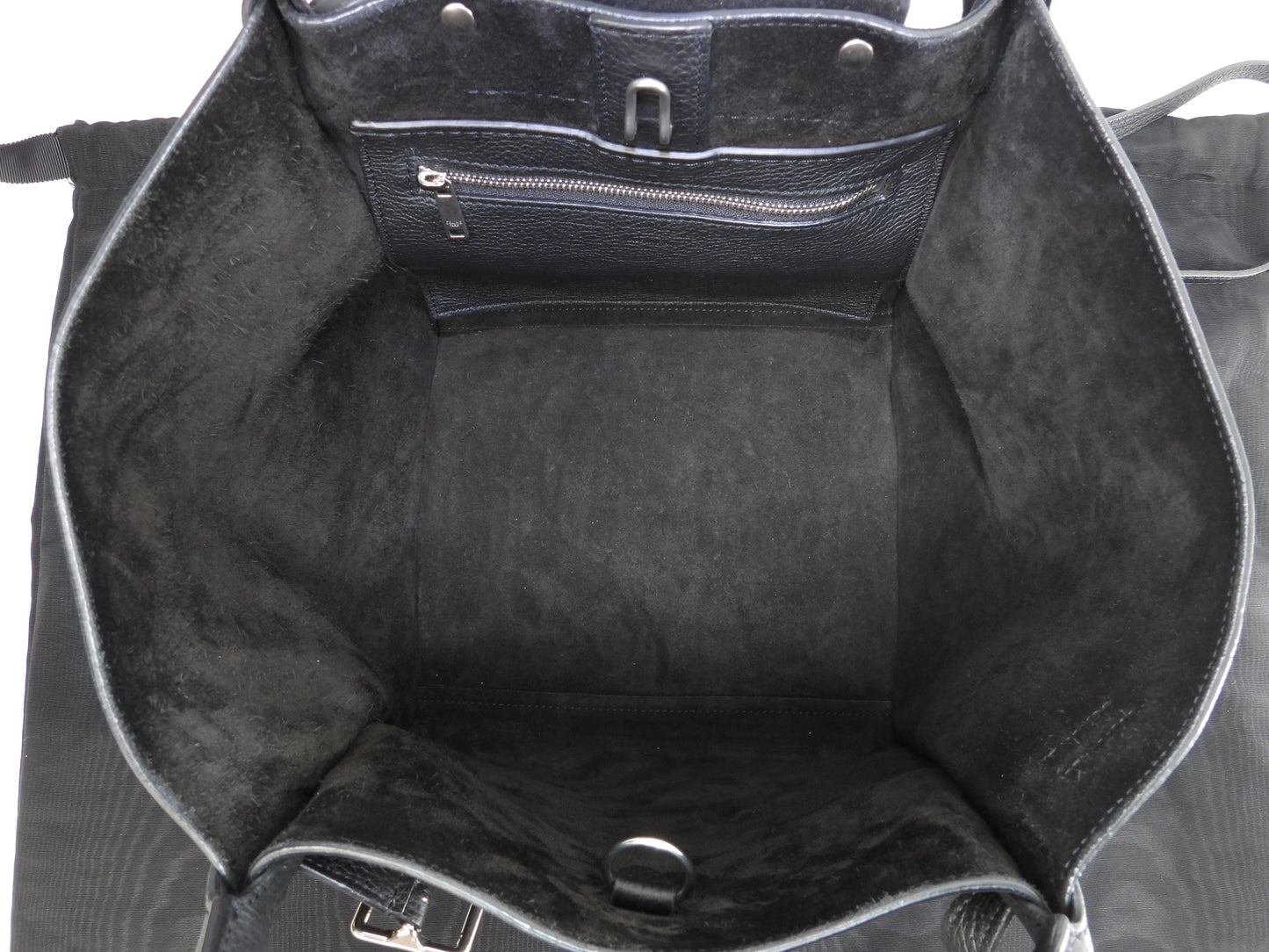 セリーヌ ビッグバッグスモール レザー 黒 ショルダー付ハンドバッグ 極美品@U-LM-5118 2