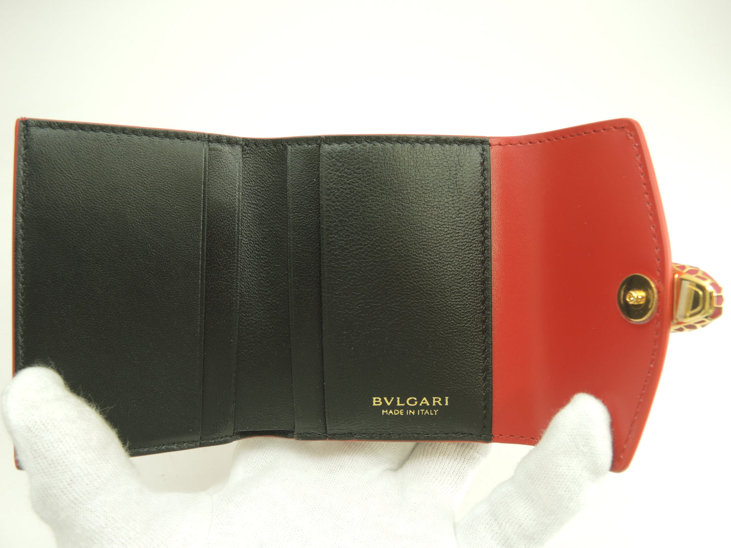 ブルガリ 三折財布 セルペンティ エナメルレザー/濃ピンク フォーエバー ミニ財布 未使用@ 15