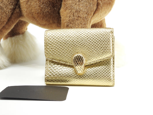 ブルガリ 三折財布 セルペンティ 型押レザー金 フォーエバー ミニ財布 未使用@ 16