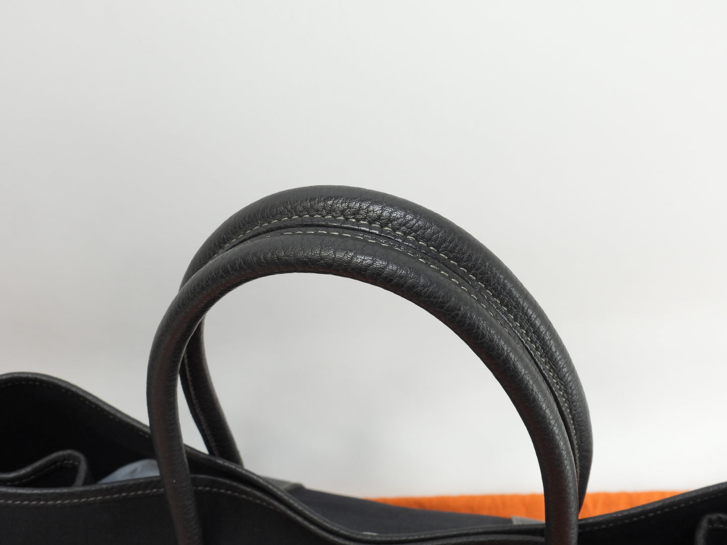 エルメス ガーデンパーティPM コットン/レザー 黒 トートバッグ ハンドバッグ 美品@□J 14