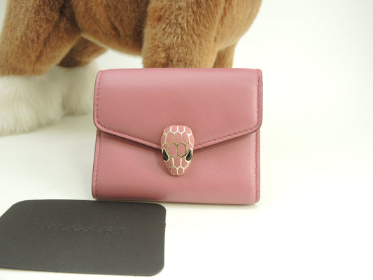 ブルガリ 三折財布 セルペンティ レザー/ピンク フォーエバー ミニ財布 未使用@ 17