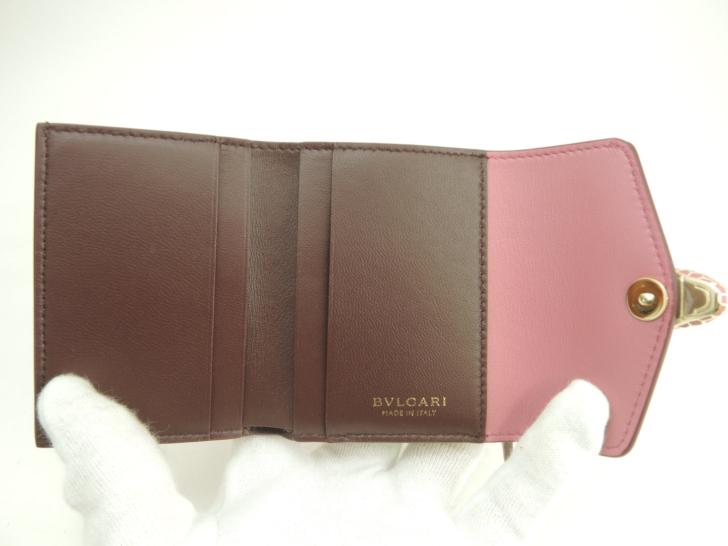 ブルガリ 三折財布 セルペンティ レザー/ピンク フォーエバー ミニ財布 未使用@ 17