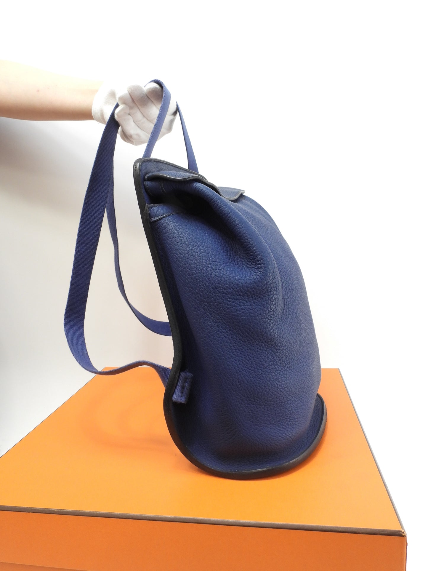 エルメス シェルパPM フィヨルドレザー 青 リュックサック バックパック バッグ 極美品@○Y
