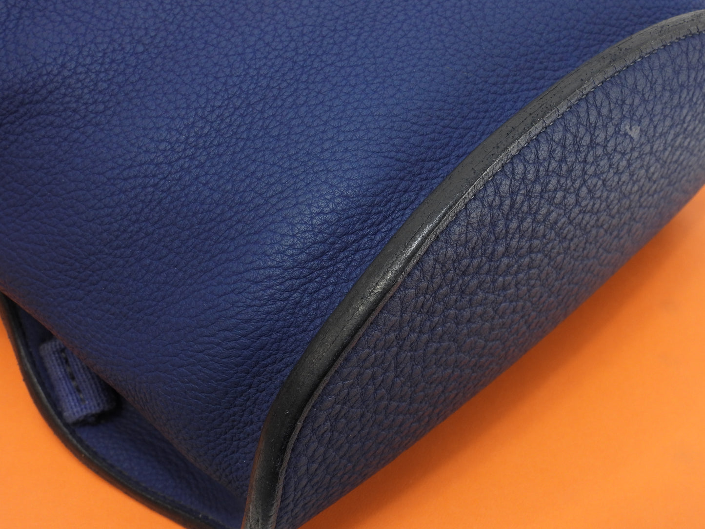 エルメス シェルパPM フィヨルドレザー 青 リュックサック バックパック バッグ 極美品@○Y