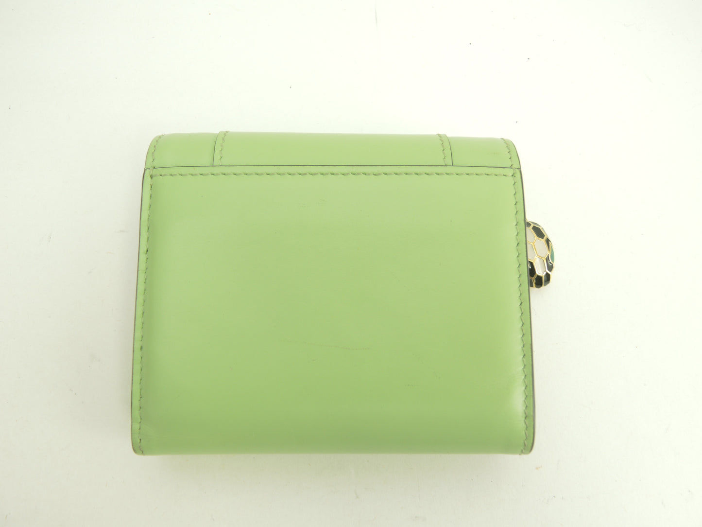 ブルガリ 三折財布 セルペンティ レザー薄緑 ミニ財布 美品@ 18