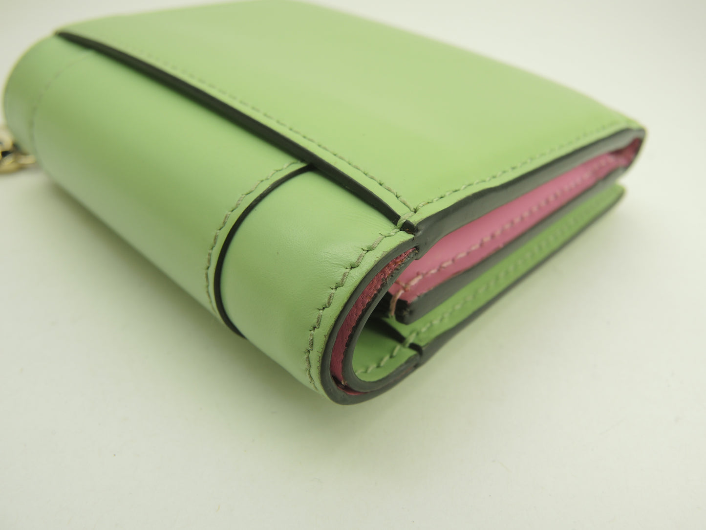 ブルガリ 三折財布 セルペンティ レザー薄緑 ミニ財布 美品@ 18