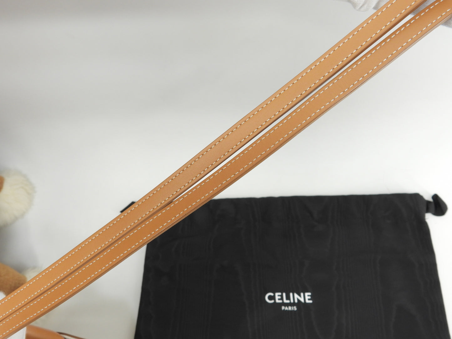 セリーヌ ミニヴァーティカルカバ デニム白 レザー茶 ポシェット ミニトートバッグ 美品@ 1