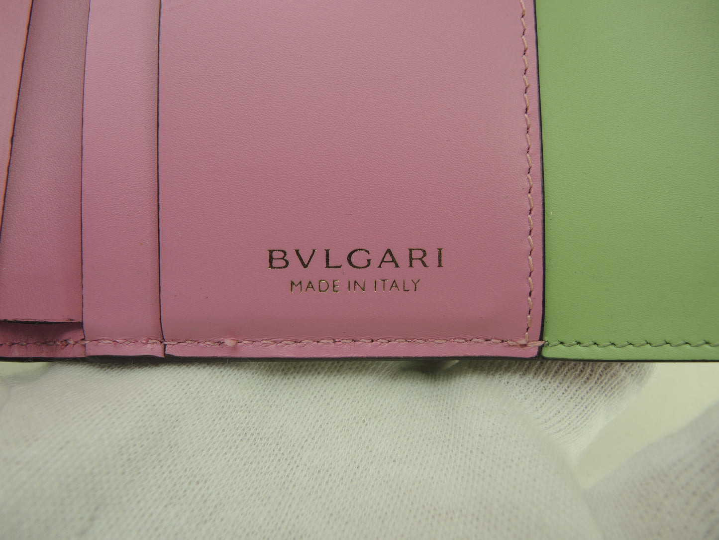 ブルガリ 三折財布 セルペンティ レザー薄緑 ミニ財布 美品@ 18