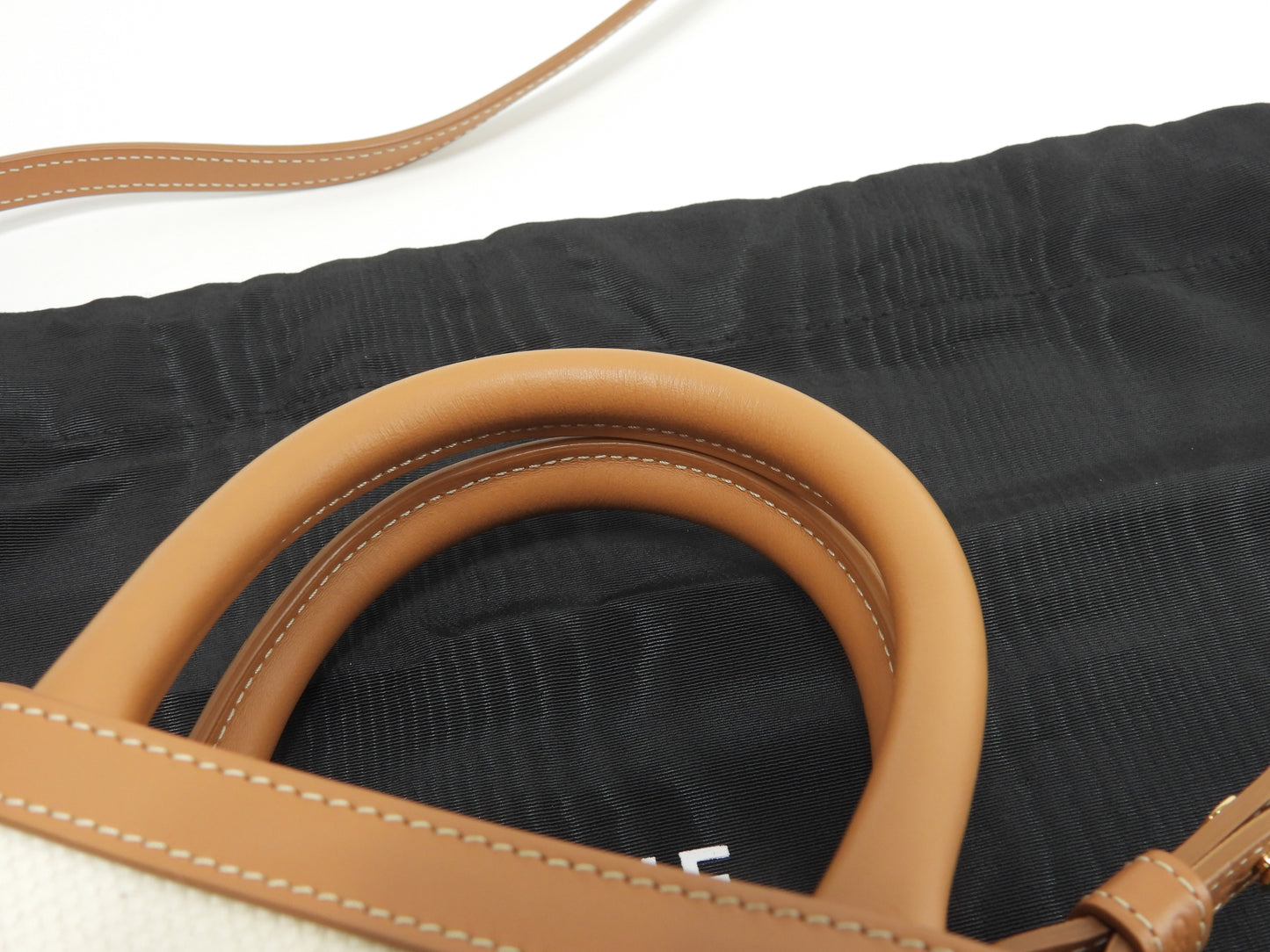 セリーヌ ミニヴァーティカルカバ デニム白 レザー茶 ポシェット ミニトートバッグ 美品@ 1