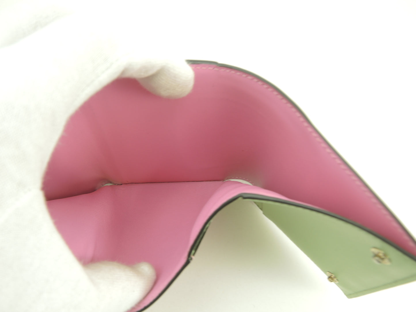 ブルガリ 三折財布 セルペンティ レザー薄緑 ミニ財布 美品@ 18