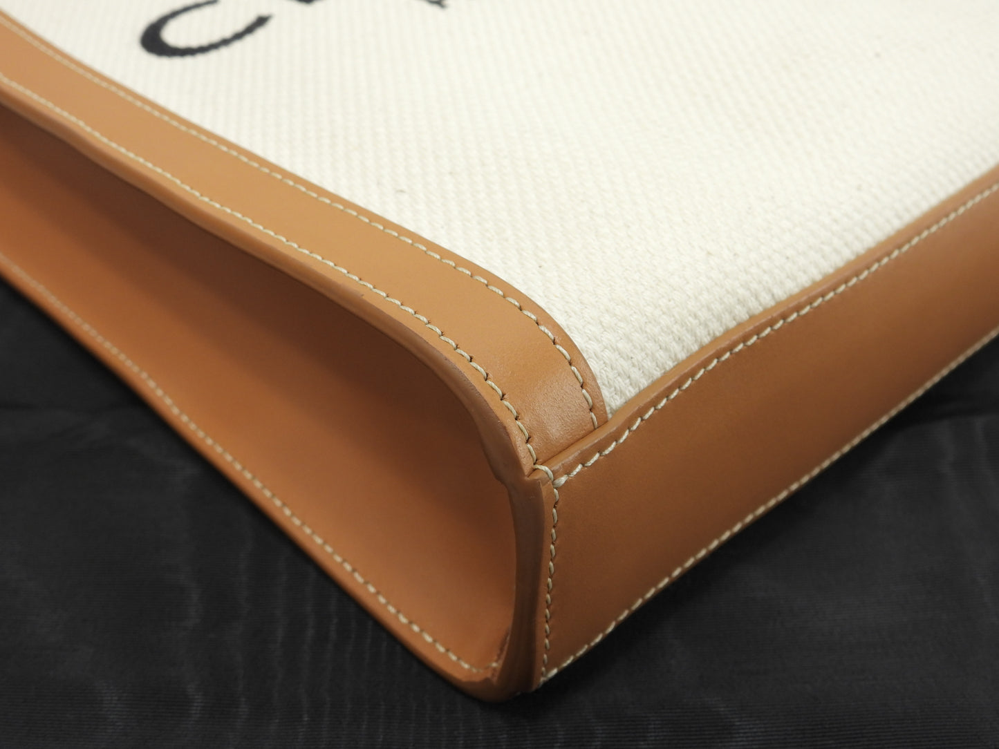 セリーヌ ミニヴァーティカルカバ デニム白 レザー茶 ポシェット ミニトートバッグ 美品@ 1