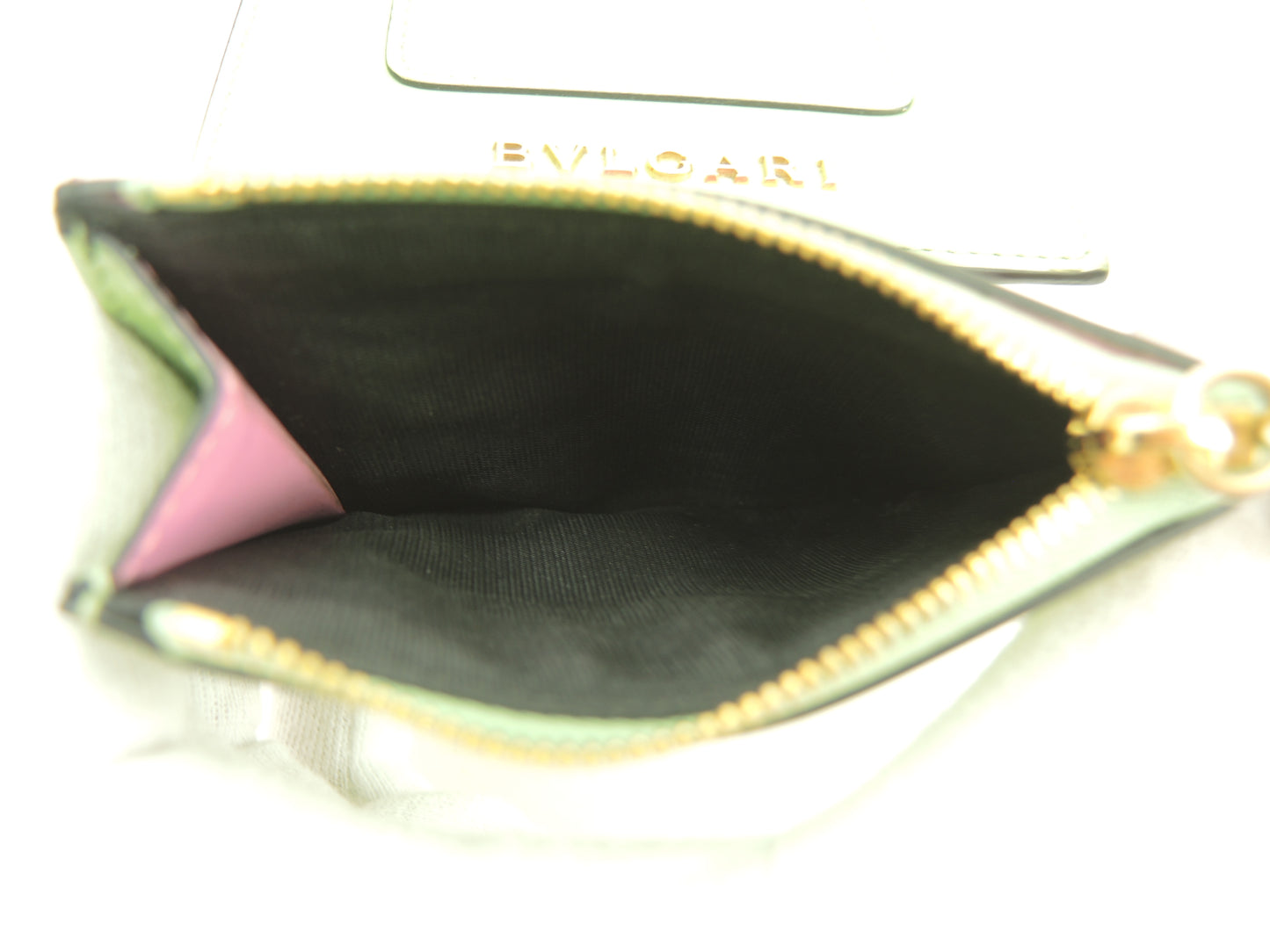 ブルガリ 三折財布 セルペンティ レザー薄緑 ミニ財布 美品@ 18