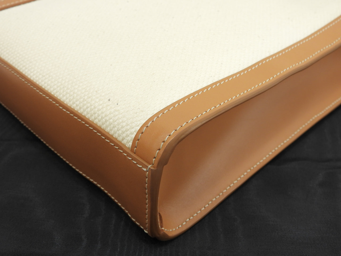 セリーヌ ミニヴァーティカルカバ デニム白 レザー茶 ポシェット ミニトートバッグ 美品@ 1