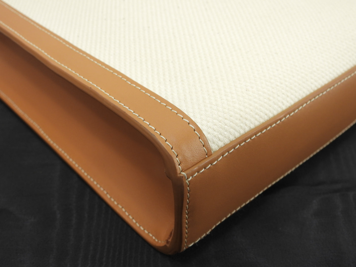 セリーヌ ミニヴァーティカルカバ デニム白 レザー茶 ポシェット ミニトートバッグ 美品@ 1