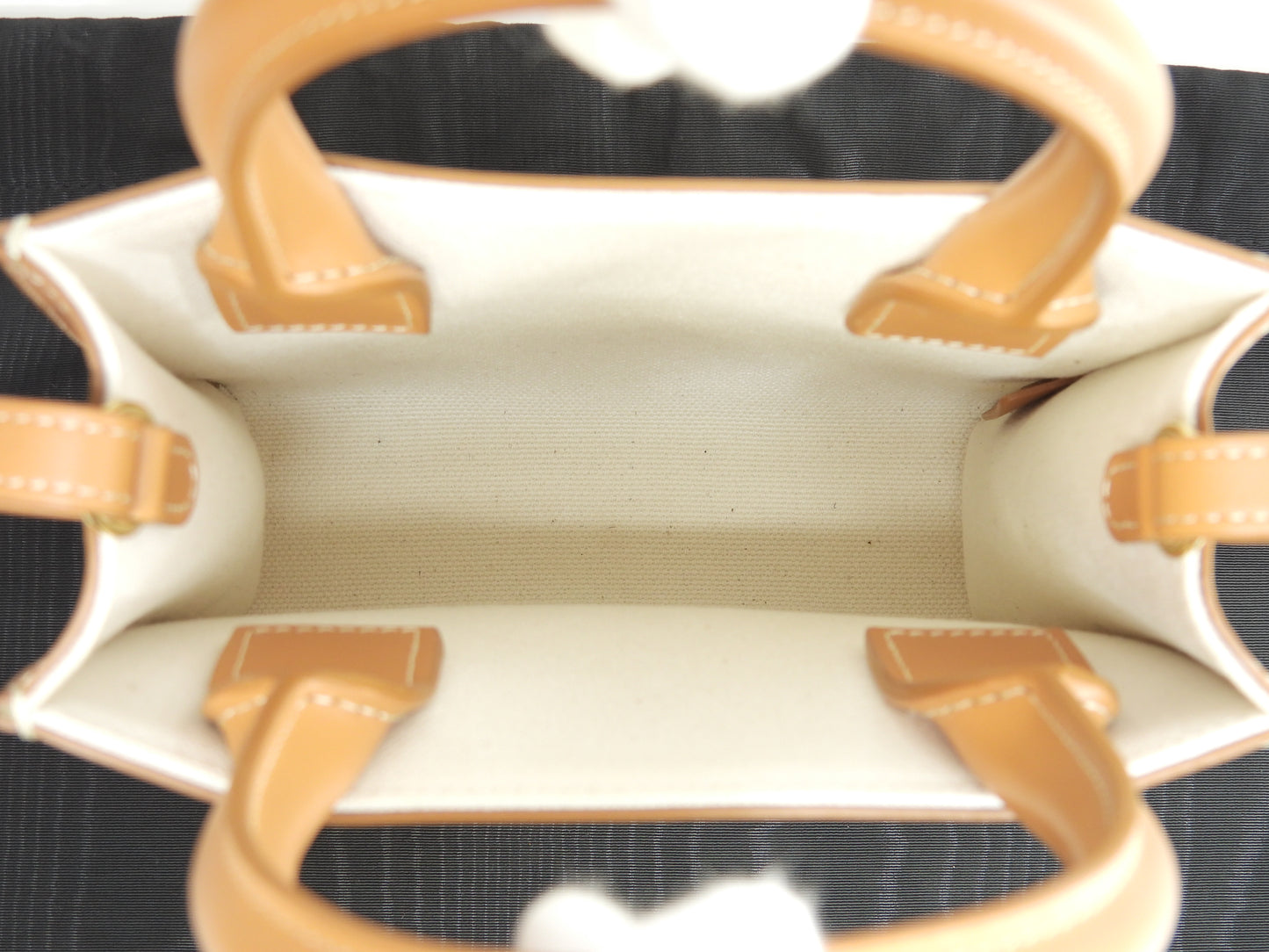 セリーヌ ミニヴァーティカルカバ デニム白 レザー茶 ポシェット ミニトートバッグ 美品@ 1