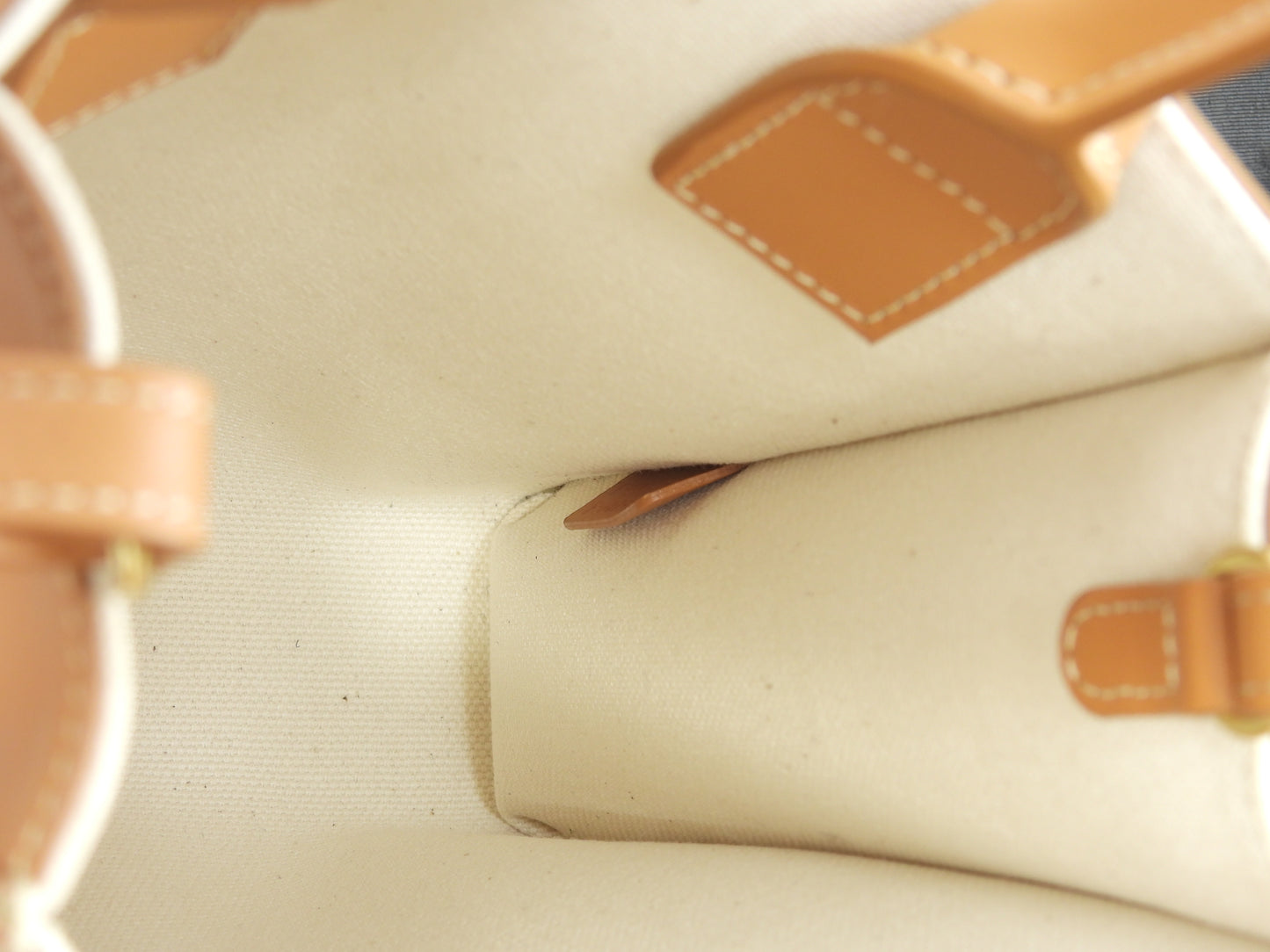 セリーヌ ミニヴァーティカルカバ デニム白 レザー茶 ポシェット ミニトートバッグ 美品@ 1