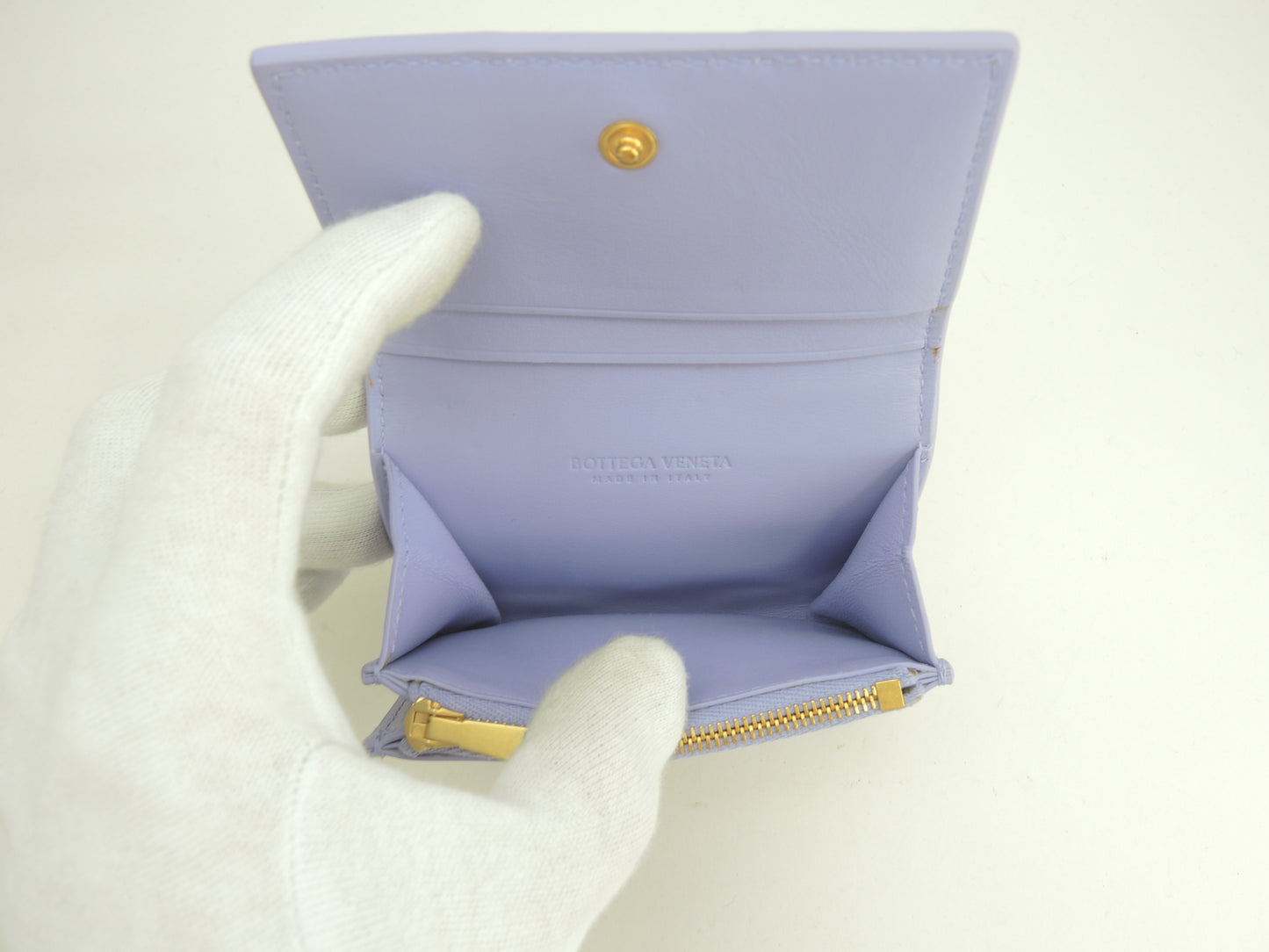 ボッテガヴェネタ 2折財布 アルコ レザー薄紫 コンパクトウォレット 未使用@P02486245H