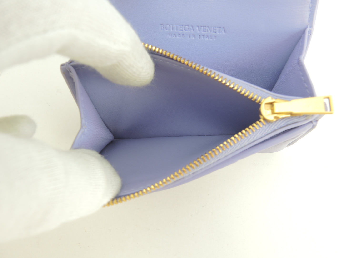 ボッテガヴェネタ 2折財布 アルコ レザー薄紫 コンパクトウォレット 未使用@P02486245H