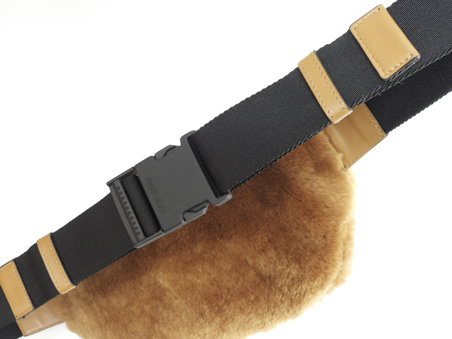 ジミーチュウ ボディバッグ ムートン 茶 バムバッグ 美品@VZ8SCH