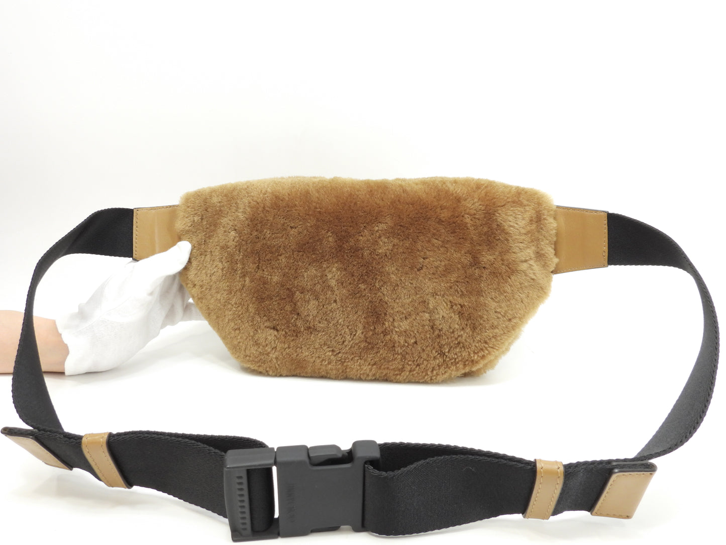 ジミーチュウ ボディバッグ ムートン 茶 バムバッグ 美品@VZ8SCH