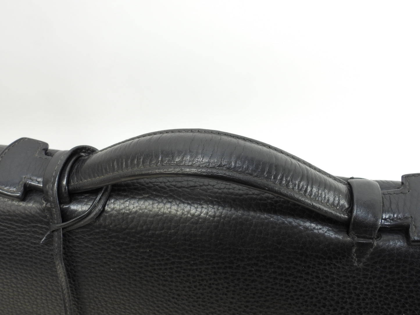 エルメス サックアデペッシュ38 フィヨルドレザー黒 シルバー金具 ブリーフケース 書類かばん@□I