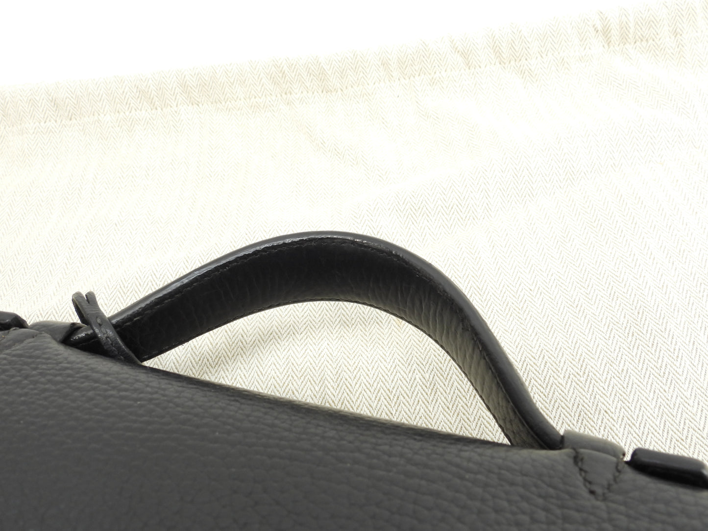 エルメス サックアデペッシュ38 フィヨルドレザー黒 シルバー金具 ブリーフケース 書類かばん@□I