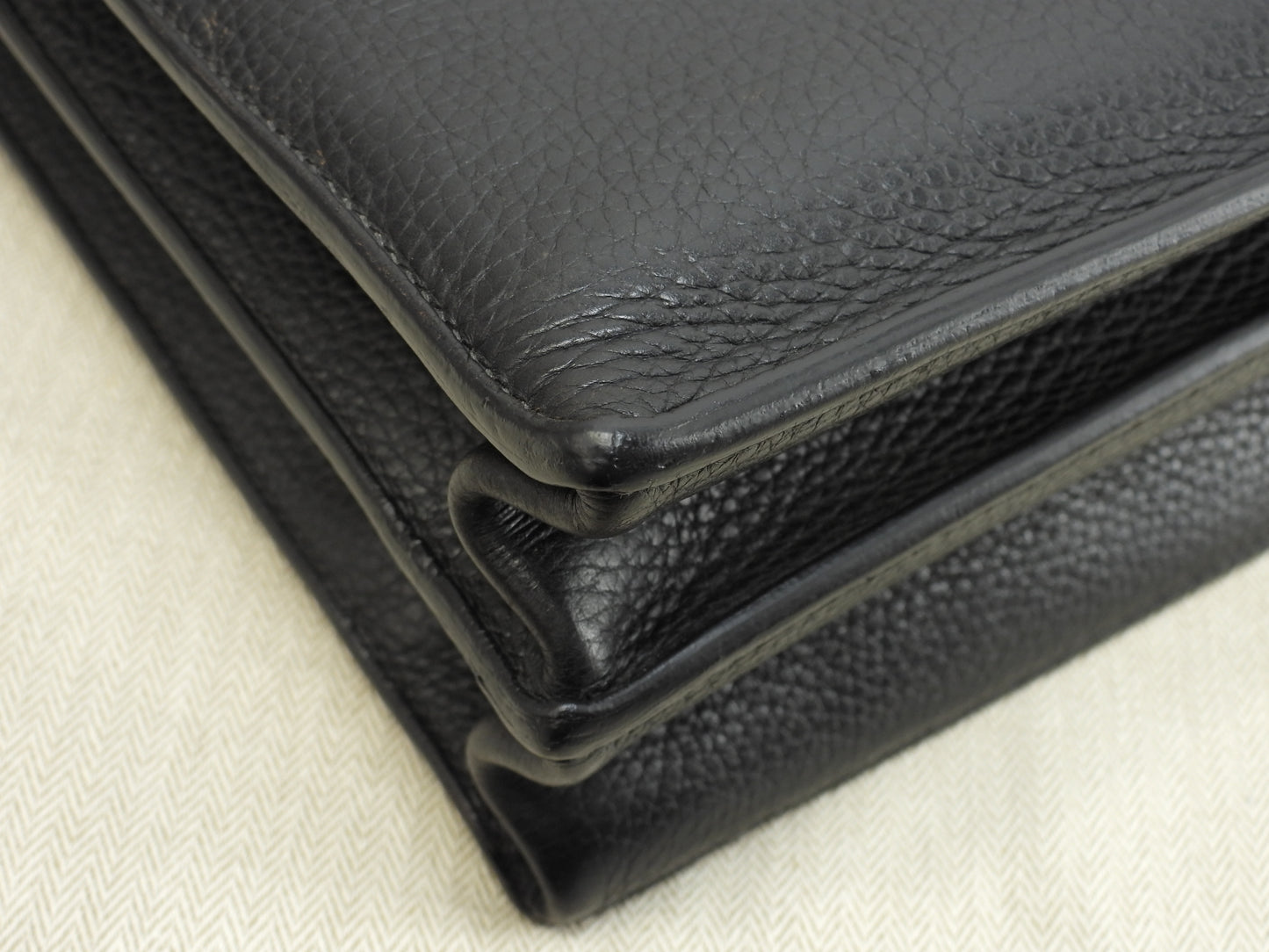 エルメス サックアデペッシュ38 フィヨルドレザー黒 シルバー金具 ブリーフケース 書類かばん@□I