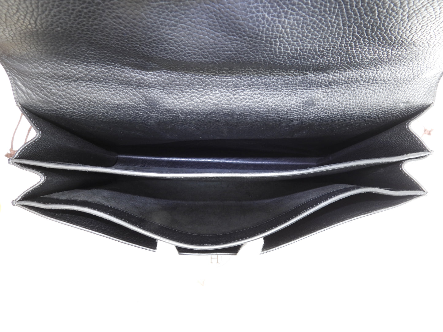 エルメス サックアデペッシュ38 フィヨルドレザー黒 シルバー金具 ブリーフケース 書類かばん@□I