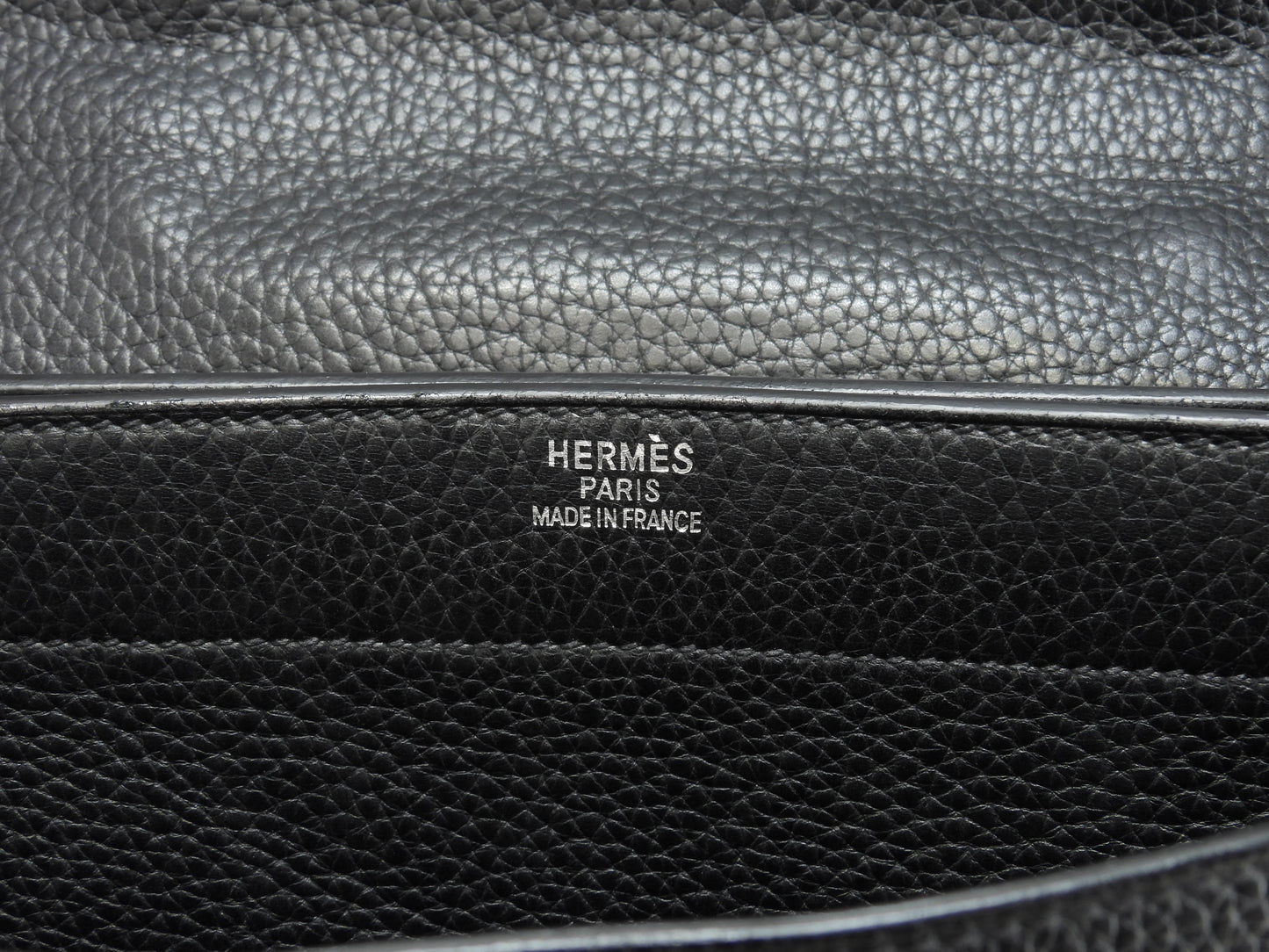 エルメス サックアデペッシュ38 フィヨルドレザー黒 シルバー金具 ブリーフケース 書類かばん@□I