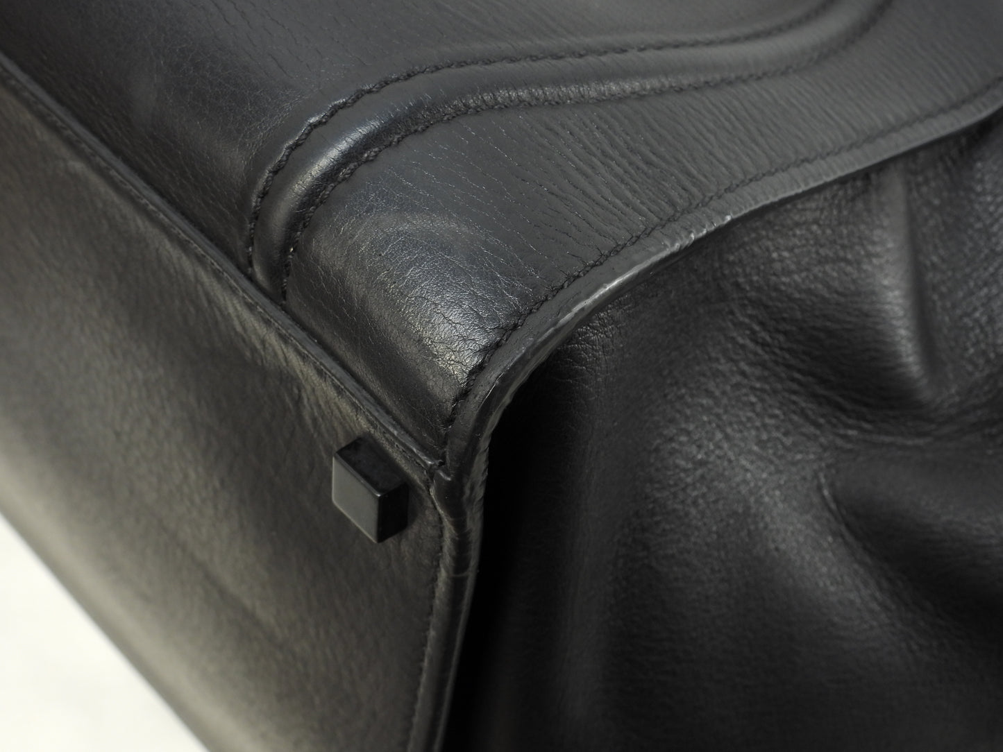 セリーヌ ラゲージファントム レザー 黒 ハンドバッグ トートバッグ 美品@U-CU-1121 2