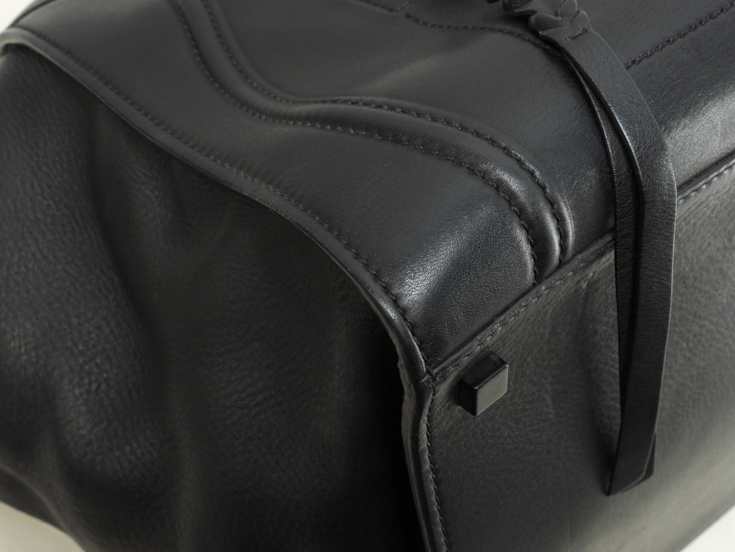 セリーヌ ラゲージファントム レザー 黒 ハンドバッグ トートバッグ 美品@U-CU-1121 2