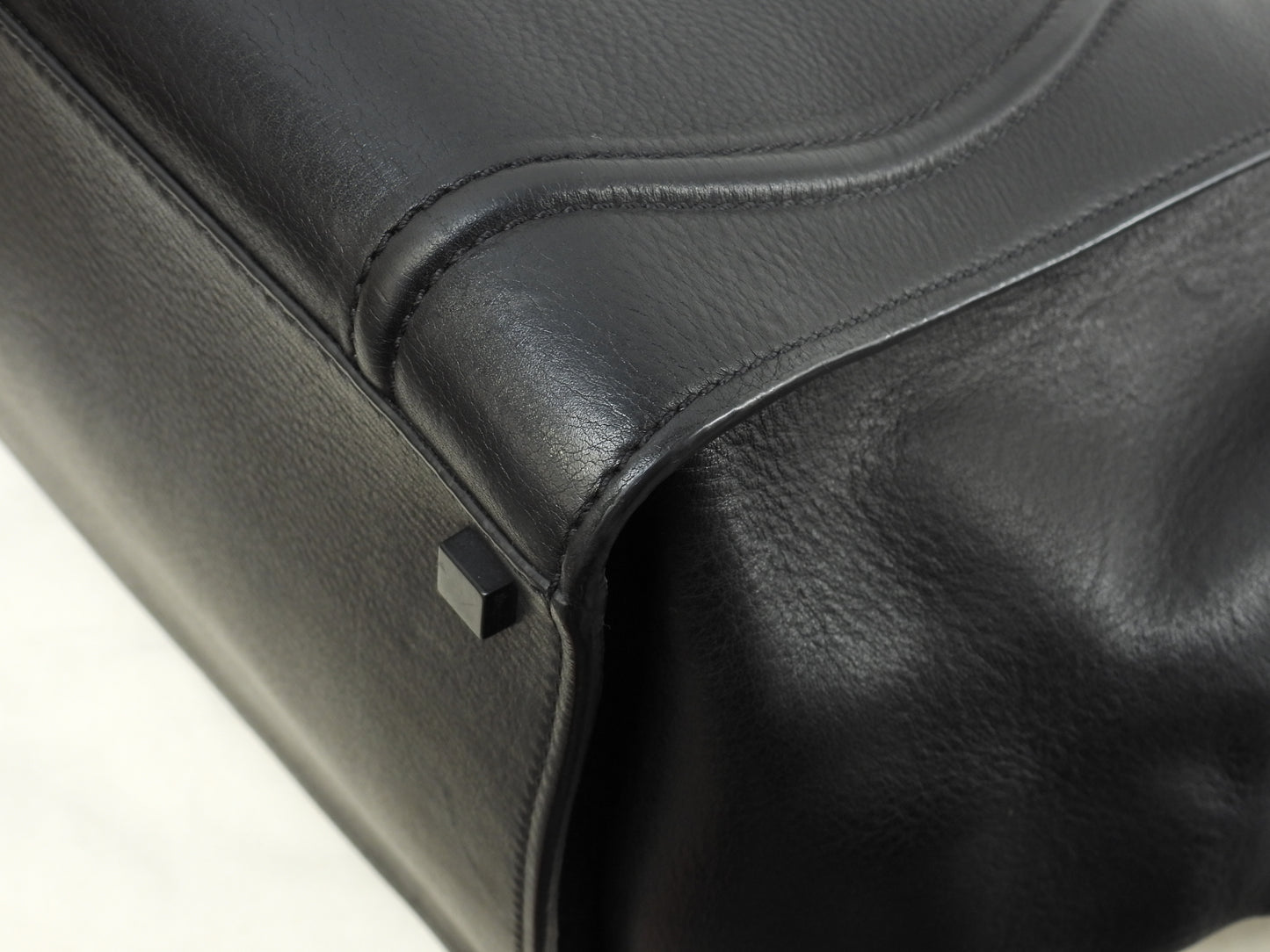 セリーヌ ラゲージファントム レザー 黒 ハンドバッグ トートバッグ 美品@U-CU-1121 2