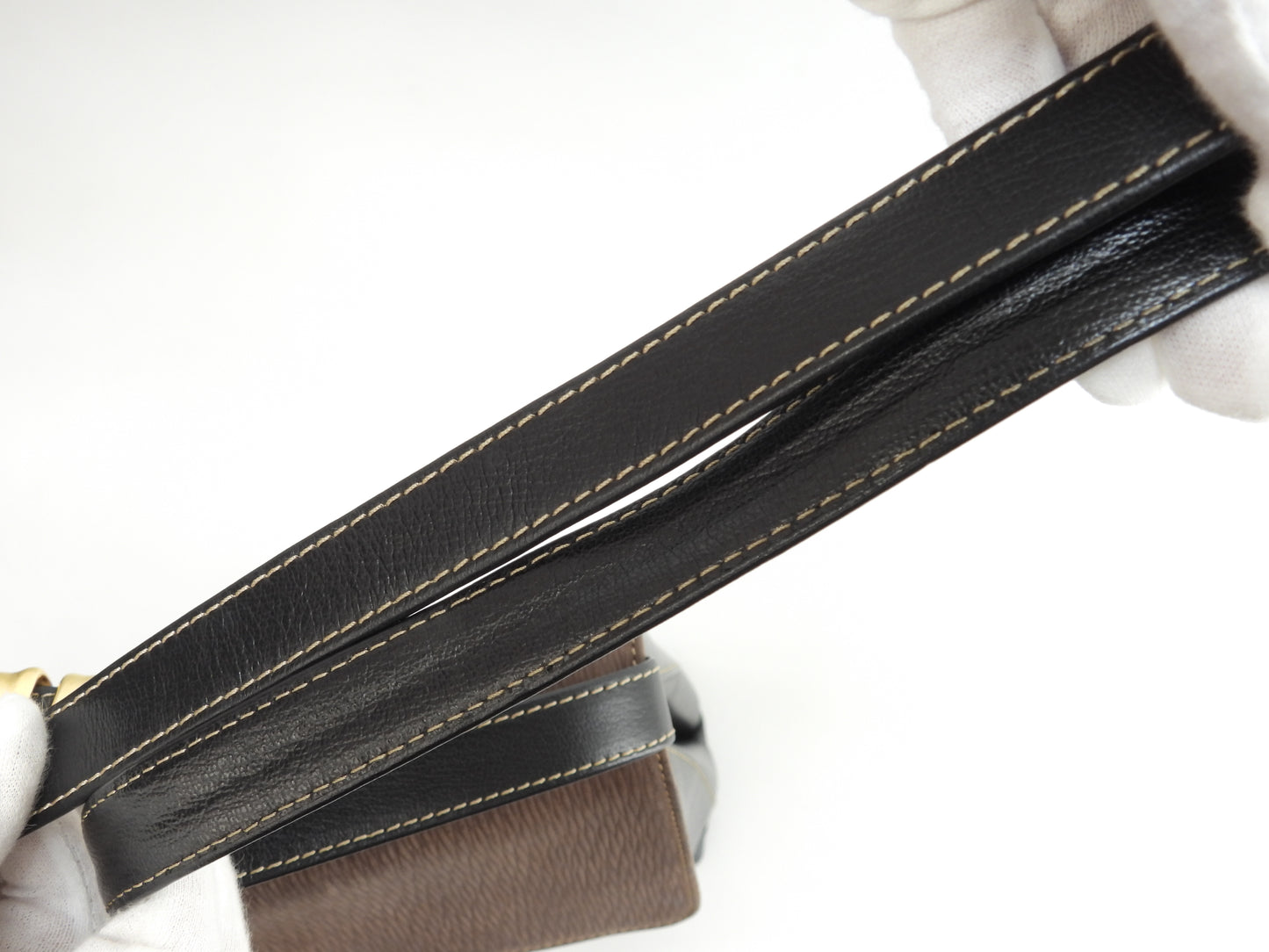 ロエベ 2wayハンドバッグ中 ベラスケス レザー黒茶 ヴィンテージ ケリー型@L25 2