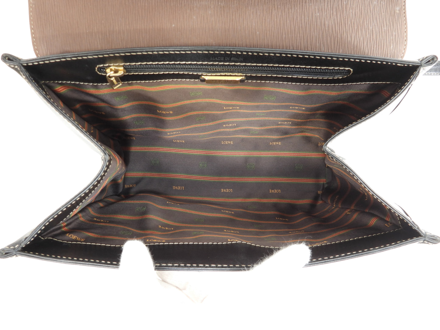 ロエベ 2wayハンドバッグ中 ベラスケス レザー黒茶 ヴィンテージ ケリー型@L25 2