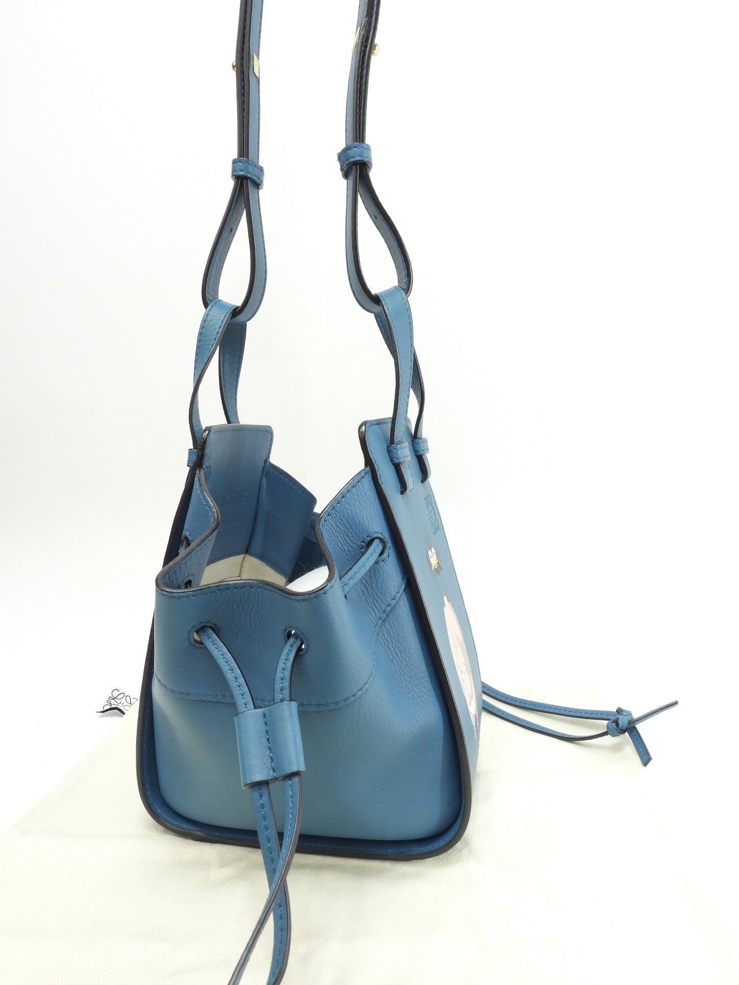 ロエベ ハンモックミニ ジブリ/坊ちゃん レザー青 ポシェット ミニハンドバッグ 美品@062147 2