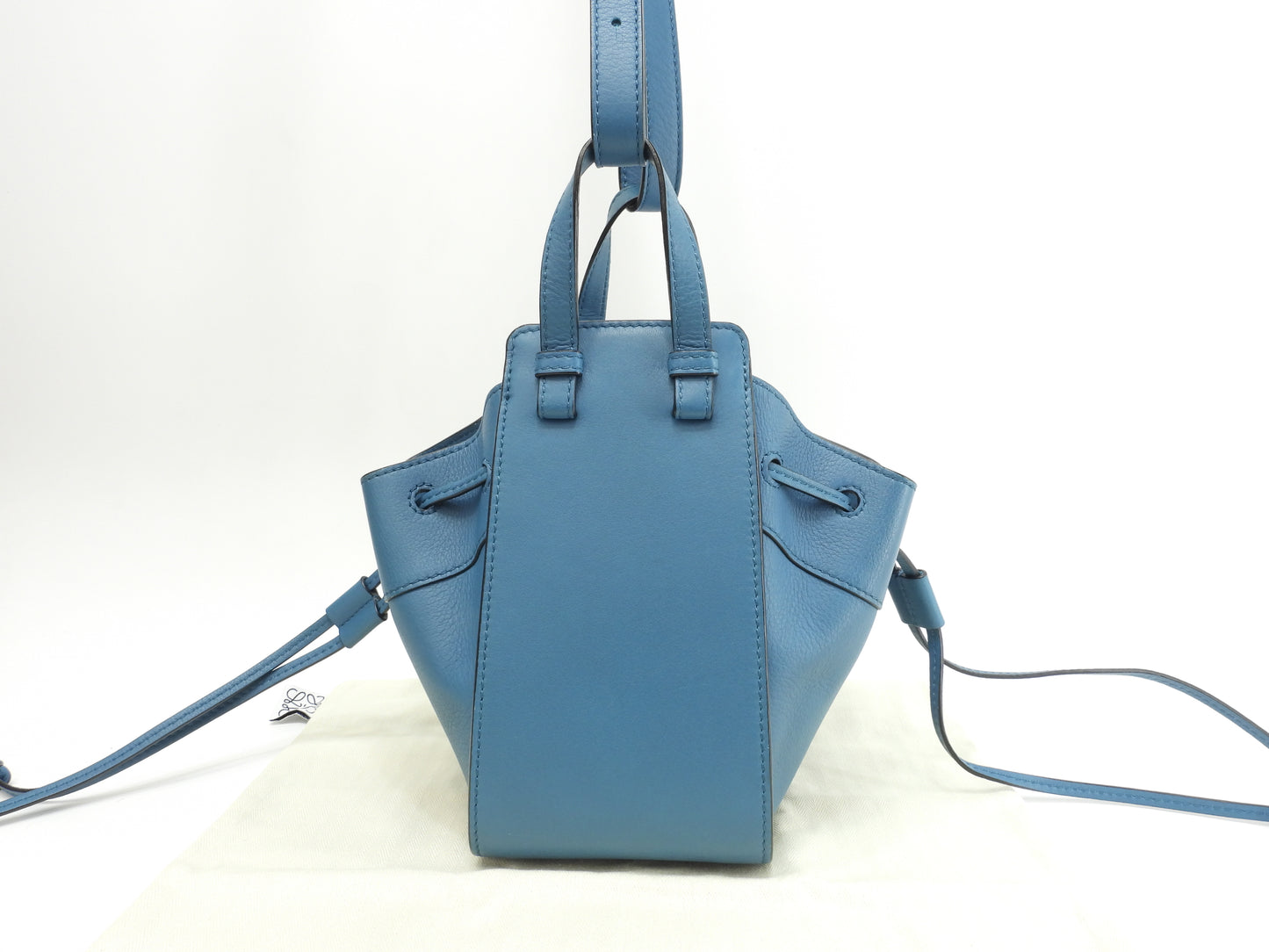 ロエベ ハンモックミニ ジブリ/坊ちゃん レザー青 ポシェット ミニハンドバッグ 美品@062147 2