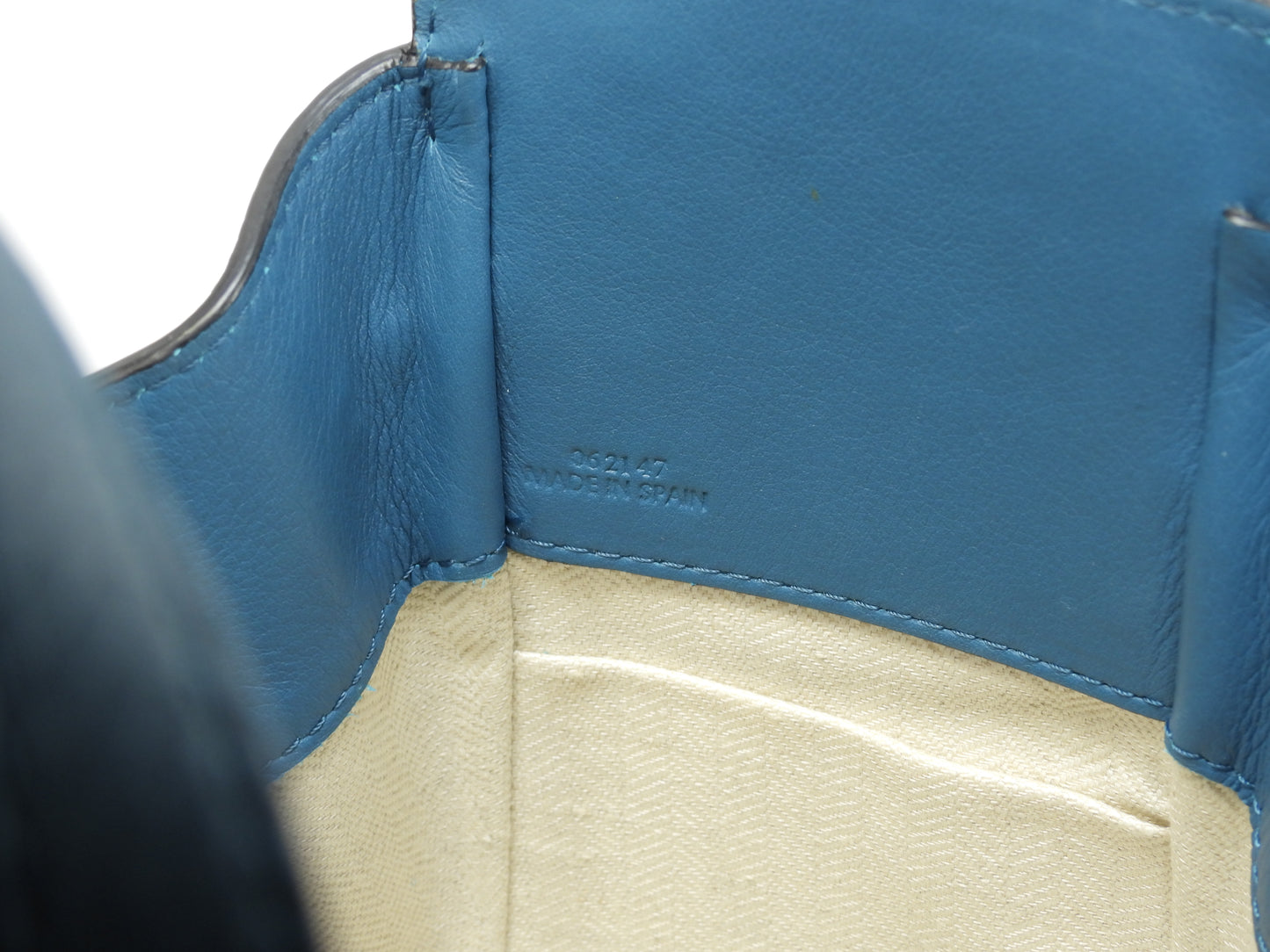 ロエベ ハンモックミニ ジブリ/坊ちゃん レザー青 ポシェット ミニハンドバッグ 美品@062147 2