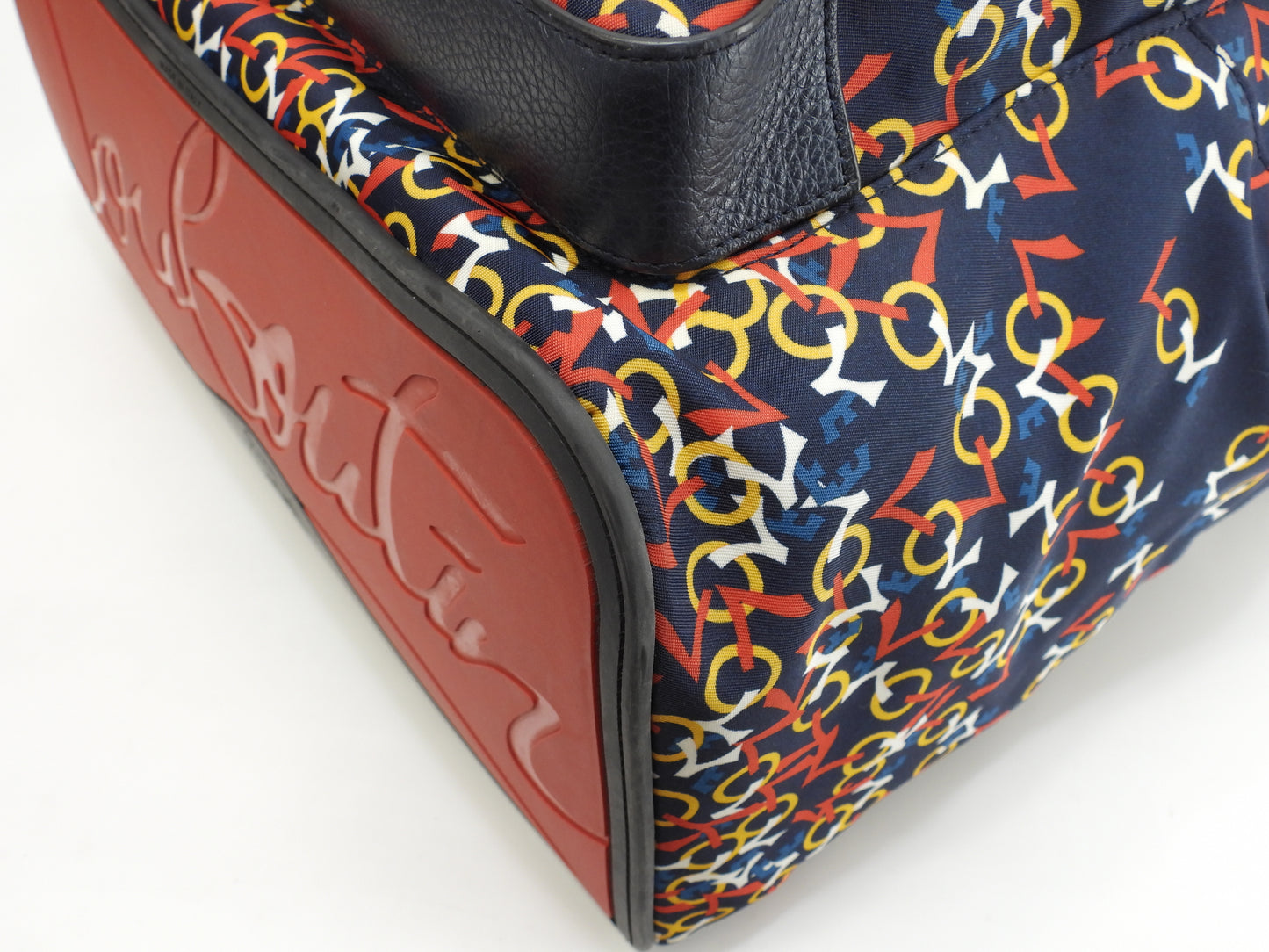 クリスチャンルブタン バックパック 限定バックルビ ナイロン/レザー紺 リュック@ 2