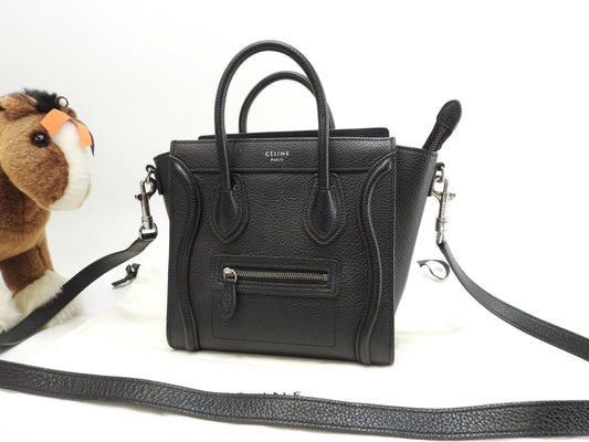 セリーヌ ラゲージナノ ドラムドレザー 黒 ポシェット ミニハンドバッグ 美品@ 4