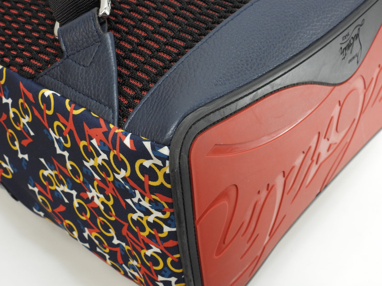 クリスチャンルブタン バックパック 限定バックルビ ナイロン/レザー紺 リュック@ 2