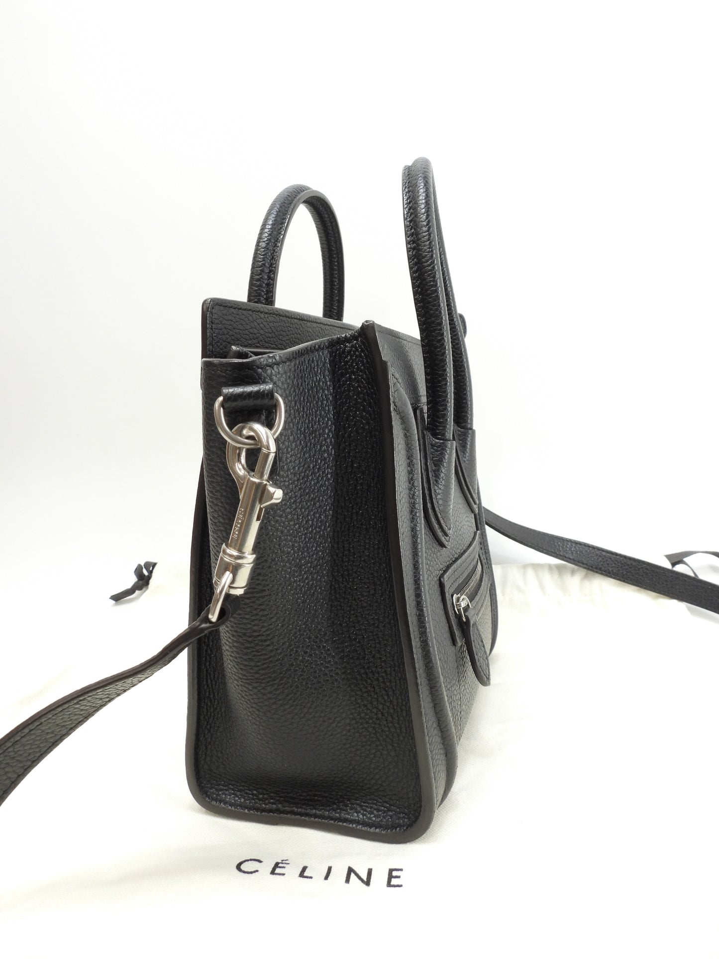 セリーヌ ラゲージナノ ドラムドレザー 黒 ポシェット ミニハンドバッグ 美品@ 4