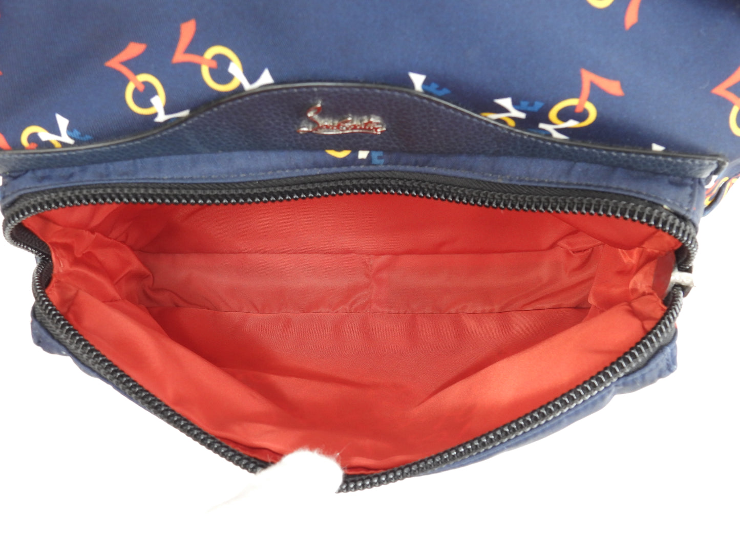 クリスチャンルブタン バックパック 限定バックルビ ナイロン/レザー紺 リュック@ 2