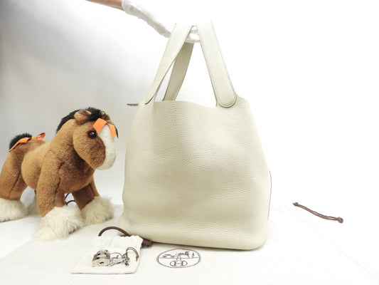 エルメス ピコタンロックGM トリヨンクレマンス クレ銀金具 ハンドバッグ トートバッグ@A 7